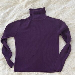 Ann Taylor Purple silk ribbed turtleneck